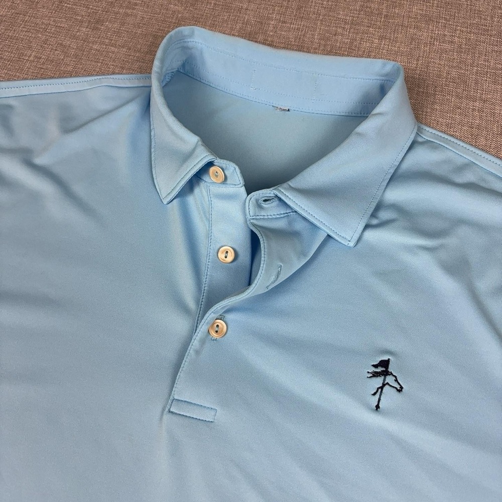 Peter Millar Polo Shirt Mens XL Blue Solid Stretch Golf Jersey Short Sleeve